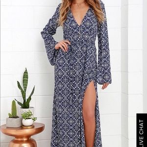 Mandala daydream blue print maxi dress